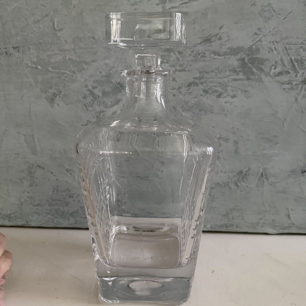 Maketh The Man Art Deco Whiskey Decanter Glass Barware Lead Free Crystal Plaid - Picture 3 of 10